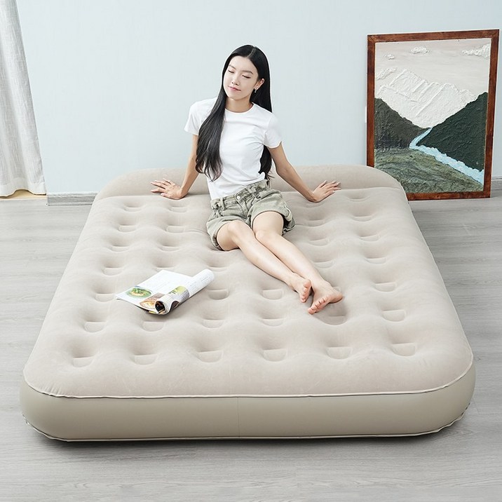 캠핑 자충 에어매트 야외 캠핑용 휴대용 침대 매트리스 내장형 자동펌프 25cm