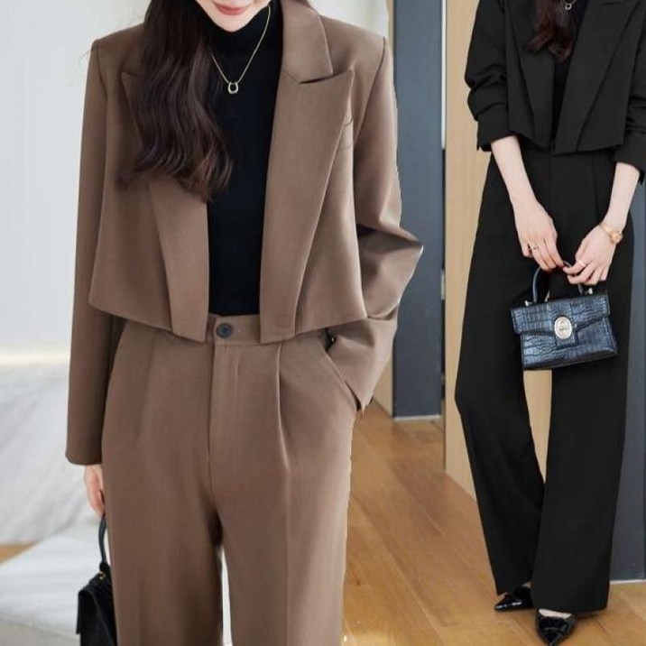 여성 크롭 정장 세트 봄가을 프리미엄 오피스룩 블레이저