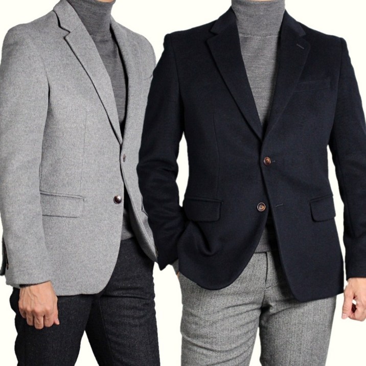 브랜드라인 가을 겨울 캐시라이크 울 80% 남자 콤비 자켓 정장 블레이저