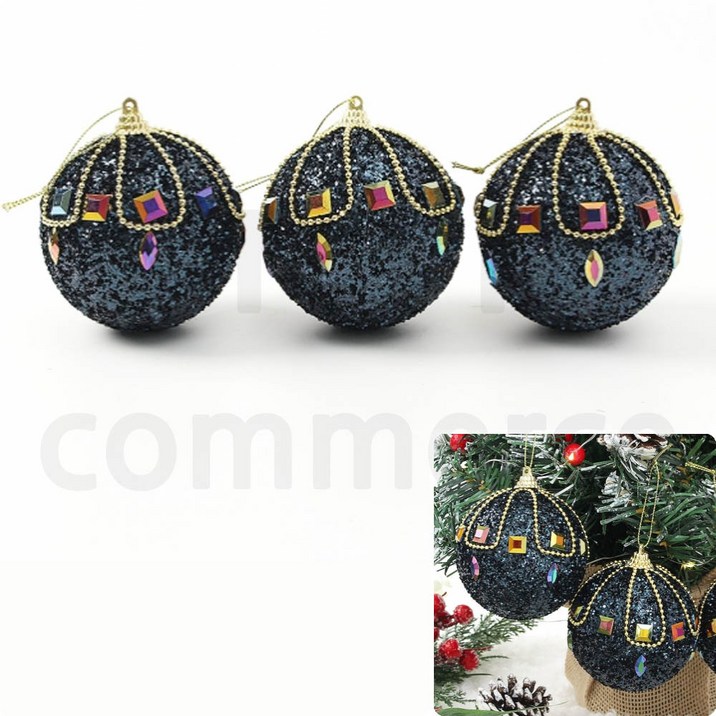 아람커머스 트리 꾸미기 오나먼트 트리볼 3p 8cm DBBQ 트리재료