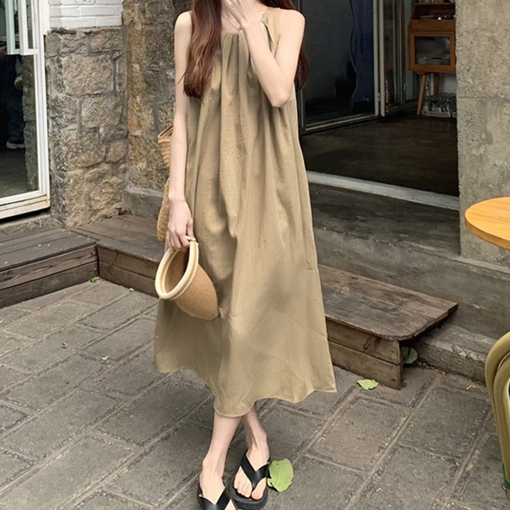 민소매 롱 원피스  이너 롱나시 슬리브리스 맥시 여름