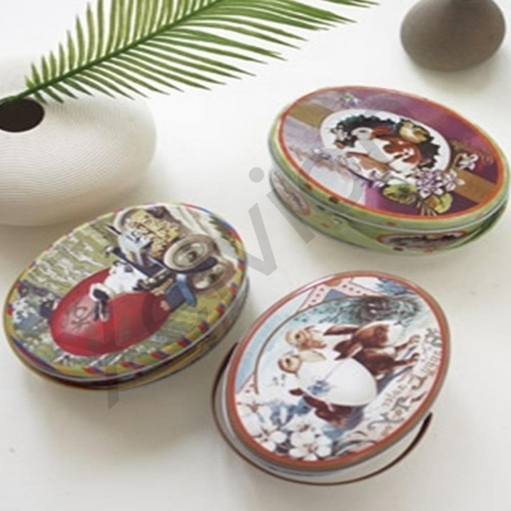트레분 빈티지 타원 손잡이 토끼 틴박스 다용도소품함 빈티지보관함 빈티지케이스 빈티지정리함