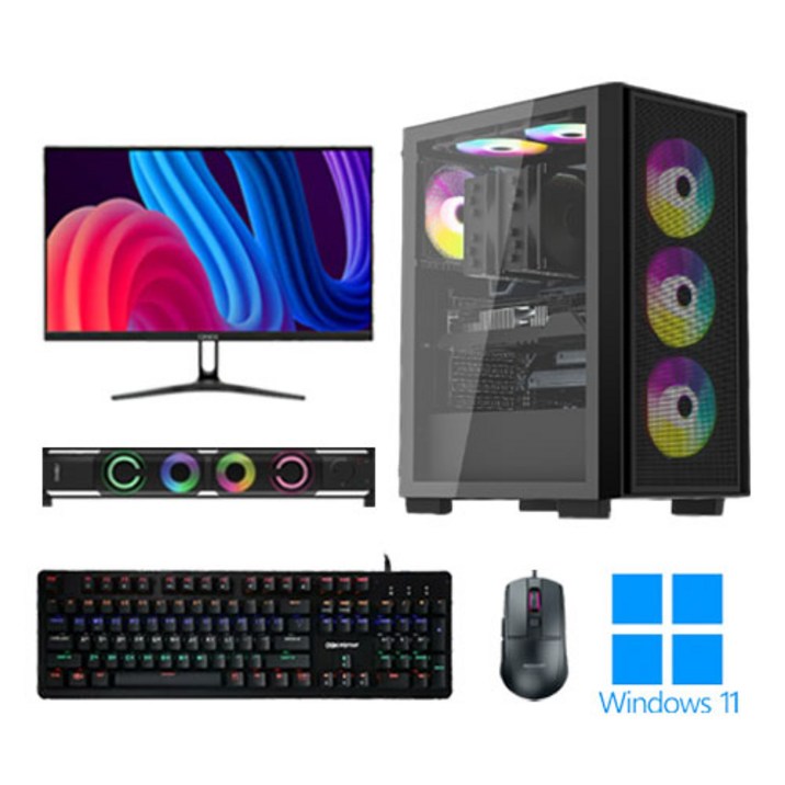 포유컴퓨터 게이밍 조립 컴퓨터 모니터 풀세트 PC 본체 최신 고사양 롤 배그 윈도우, GQPC28, 3추가 X