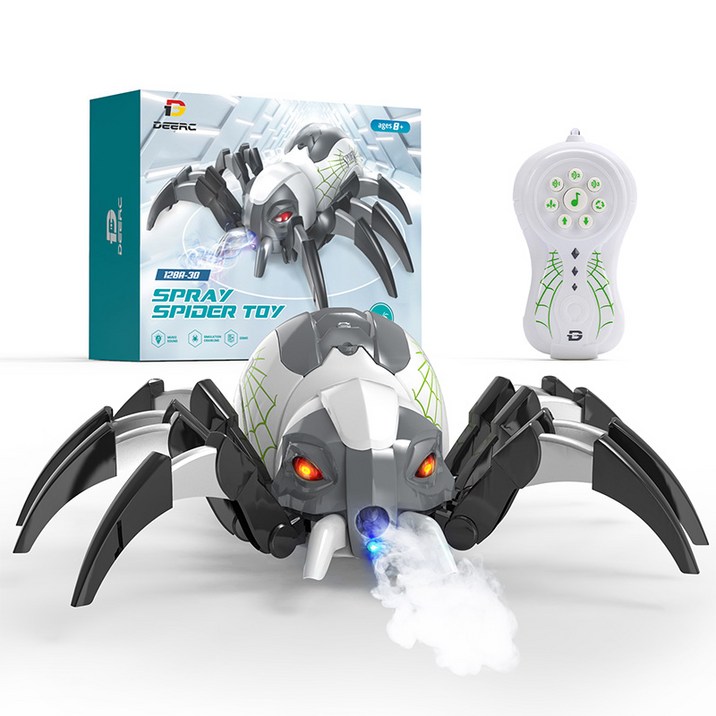 DEERC 스프레이 RC 거미 로봇 장난감 3단 스프레이 조종모드/자동모드 LED불빛조명 음성효과