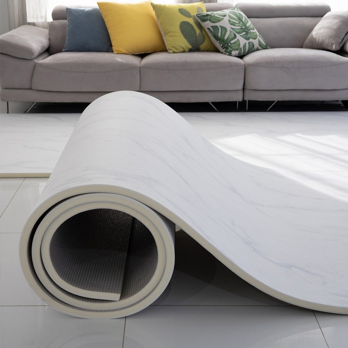 휴팡 디럭스 두께 21mm 고탄성 층간소음 방지 PVC 롤매트 유아 어린이 놀이방매트, 퓨어 마블