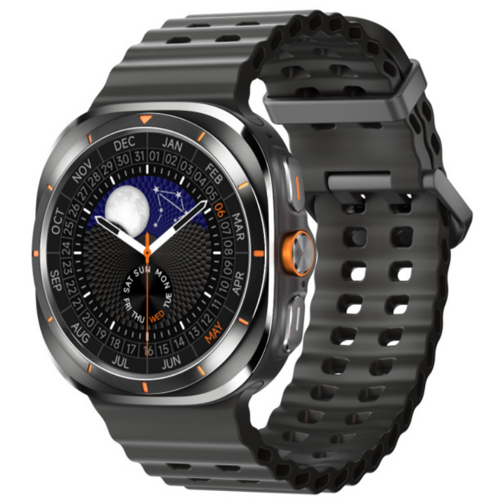 HUADAO HD8 울트라 스마트워치 AI연동 심박수 혈압 혈중산소 수면모니터링 다기능 헬스케어 워치, 검은색/검은색