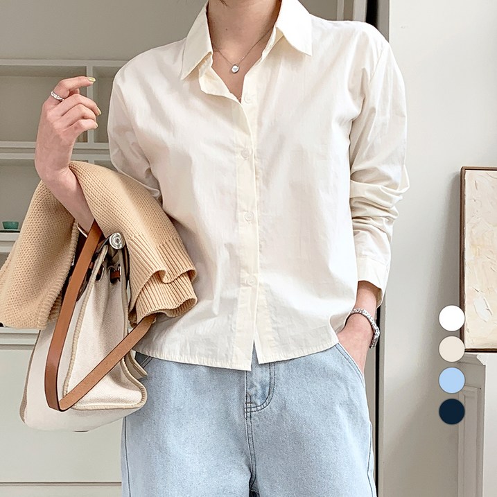 보에리에 여성용 루즈핏 세미 크롭 셔츠