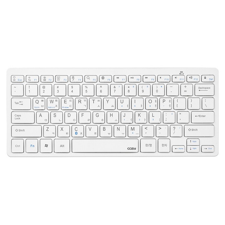 코시 태블릿PC 휴대폰 무선 블루투스 텐키리스 키보드, 화이트, KB4072BT