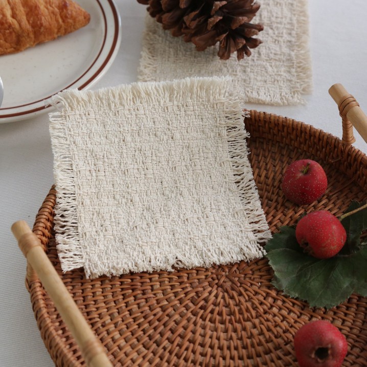 내추럴 린넨 감성 테이블 코스터 4P