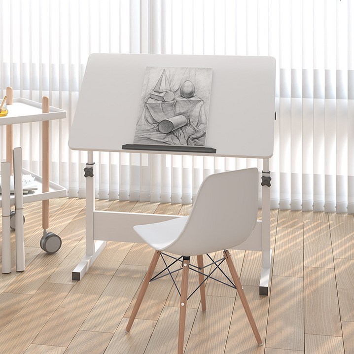 BOLEBIO 볼레비오 높이조절 접이식 이동식 사이드 테이블 보조책상, 화이트6040CM