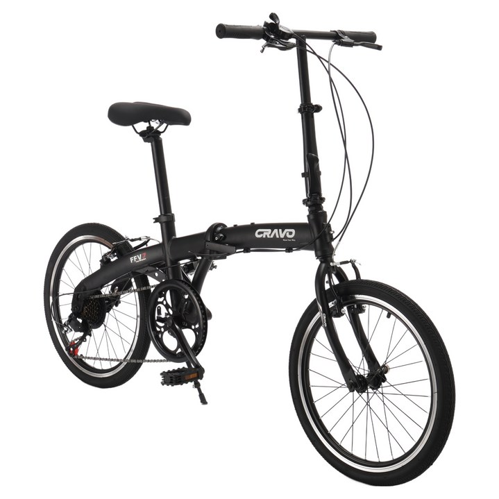 크라보 FFV7 미니벨로 시마노 7단 접이식 자전거, 매트 블랙, 153cm, 1개