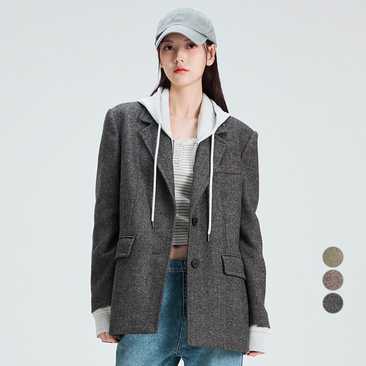 미쏘 여성용 테일러드 오버핏 울자켓