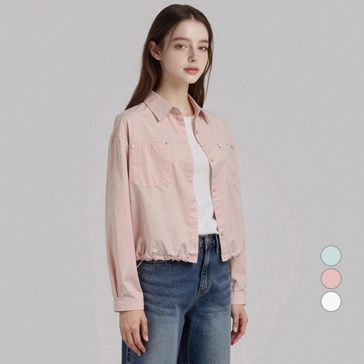 부루앤쥬디 여성용 D 리뱃스트링 면 숏 셔츠 BOSCSHE02C