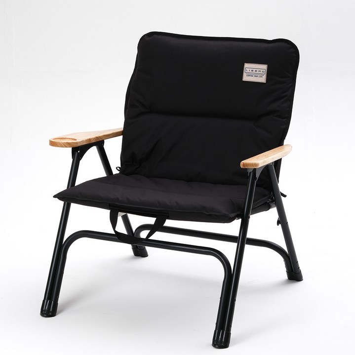 LIBERO 스너그 폴딩 쿠션 캠핑 체어, 블랙, 1개