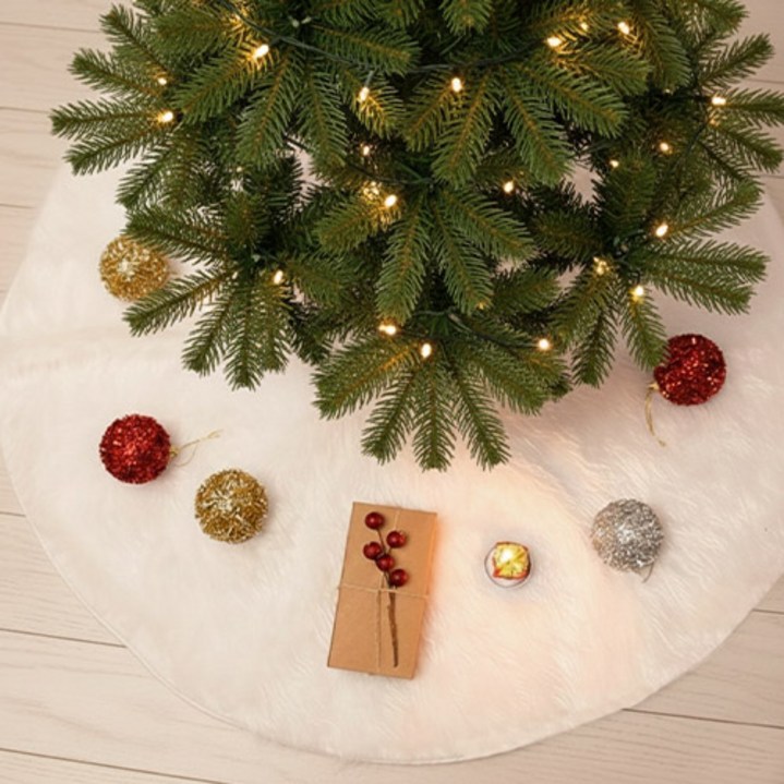 LANIFIT 크리스마스 퍼 트리 깔개, 화이트, 1개