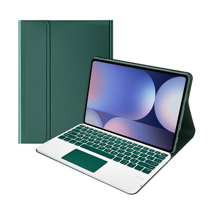 UB 아이패드 호환 터치 트랙패드 키보드 케이스 전기종 펜슬수납, 다크그린, 1개