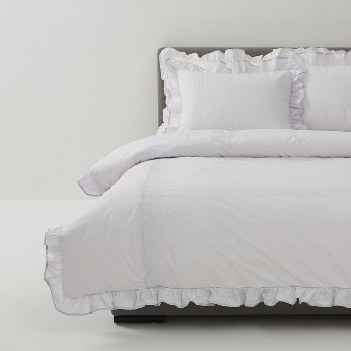 레노마홈 아델라핀턱 안단이불커버 베개 K 세트 실버