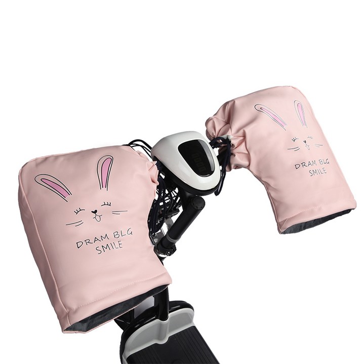 패크맨 손토시 킥보드워머 자전거 오토바이 핸들 방한 장갑, 핑크 토끼, 1개