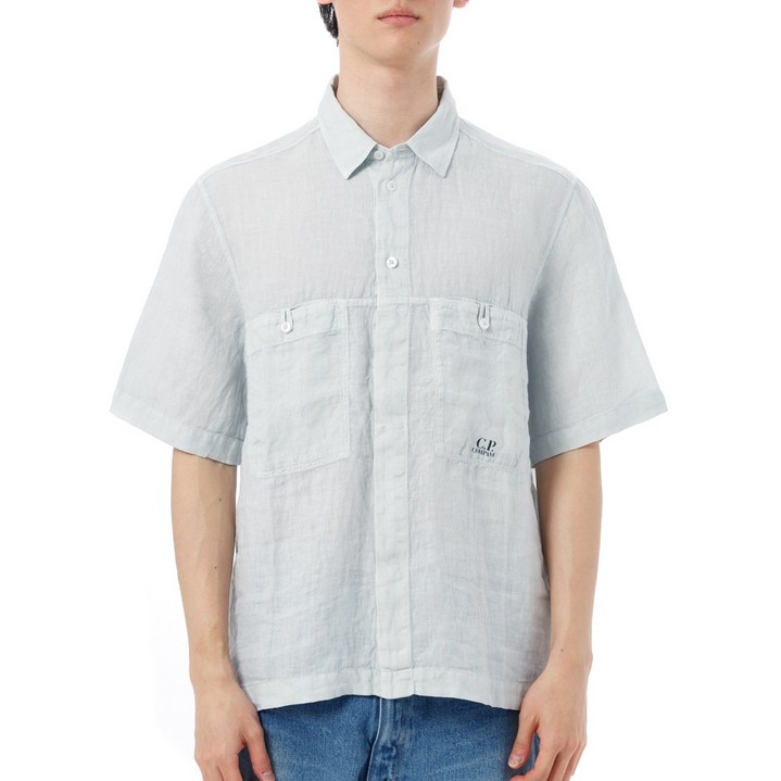 공식정품 CP컴퍼니 반팔티 CP COMPANY 25SS Linen Boxy Short Sleeve Shirt (18CMSH239A 005415G 800) (리넨 박시 숏 슬리브