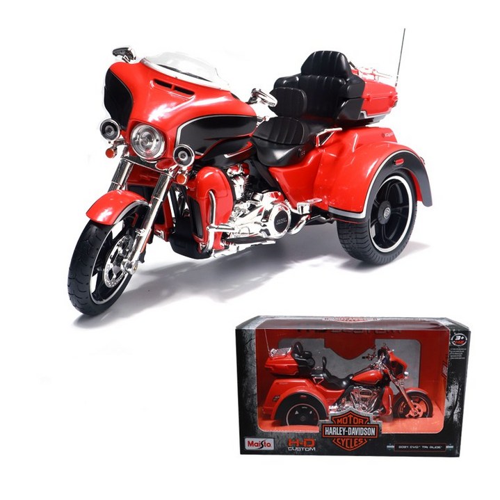 마이스토 1:12 할리데이비슨 트라이크 2021 CVO Tri GLIDE 다이캐스트 오토바이모형 바이크피규어, 오렌지, 1개