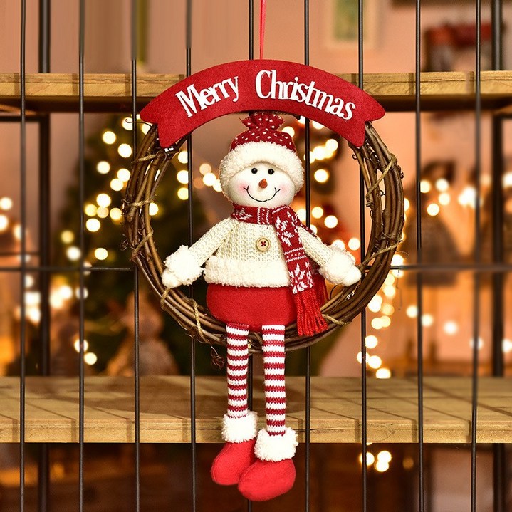Hyades 크리스마스 장식  화환 리스 귀여운 산타클로스 눈사람