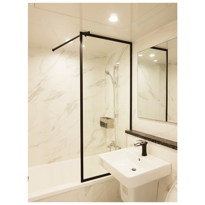 [8mm 안전강화유리]A6마트 블랙 욕조파티션 / 녹슬지 않는 욕실파티션 / 자가시공 / 시공의뢰