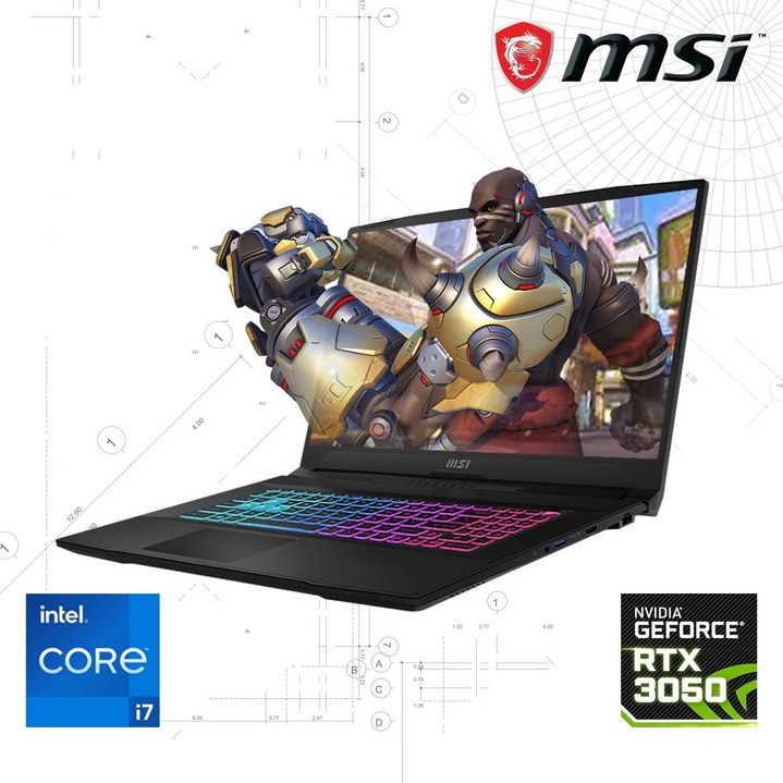 MSI 17인치 가성비 게이밍노트북 RTX3050 GF76, B12UDXK, Free DOS, 16GB, 1TB, 블랙