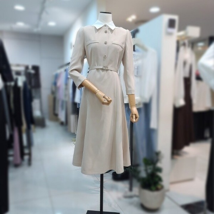 잇미샤 잇미샤  탈착 카라 벨티드 플레어 원피스ITP9YOP880DG