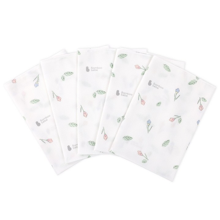 밤부베베 순한대나무 시그니처 아기꽃망울 엠보손수건 5p