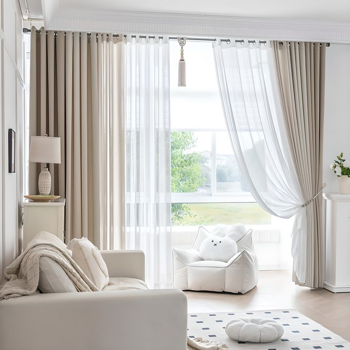 지나송 이안 아일렛 암막커튼 + 봉 세트