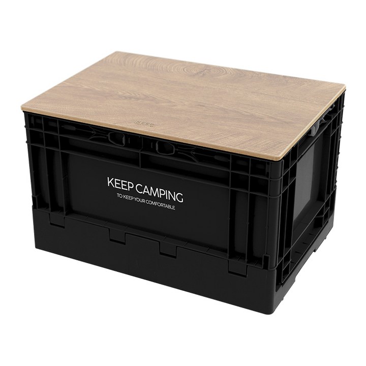 폴딩박스받침대 KEEP 캠핑 싱글 도어 오픈형 폴딩박스 51L + 전용 상판, 블랙(폴딩박스)