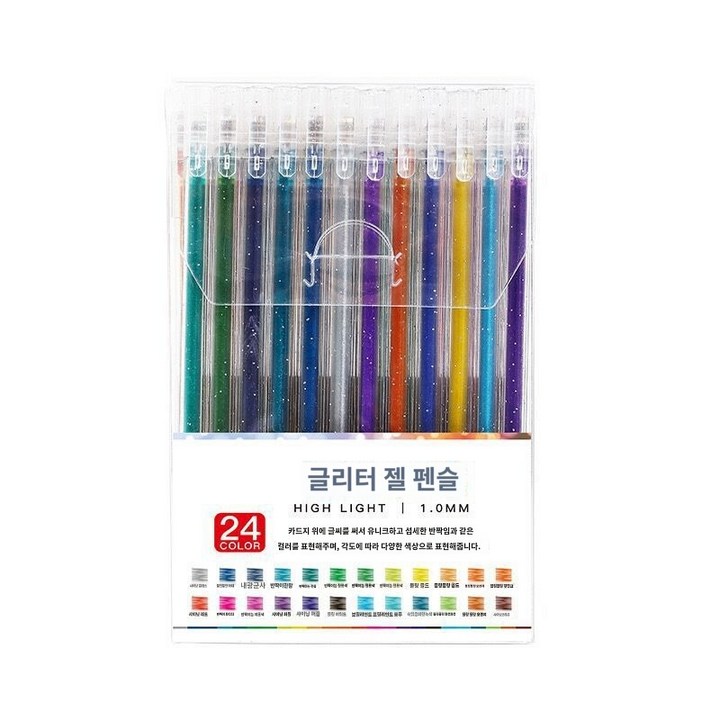 클로젯 색연필 형광 색연필 중성 반짝반짝 색연필, 1개, 24색