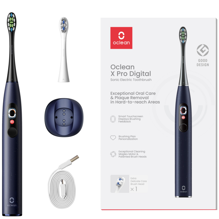 [정식수입 국내AS] APP연동 오클린 X Pro 디지털 Oclean X Pro Digital 스마트 터치 스크린 전동칫술 분당 84000회 IPX7방수 1년무상A/S, 블루, 1개
