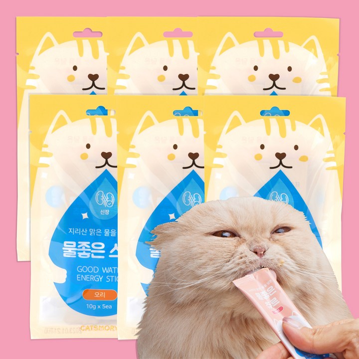 쮸루쮸루 캣츠모리 고양이 물좋은 스틱 간식 10g x 5p, 오리 x 6개