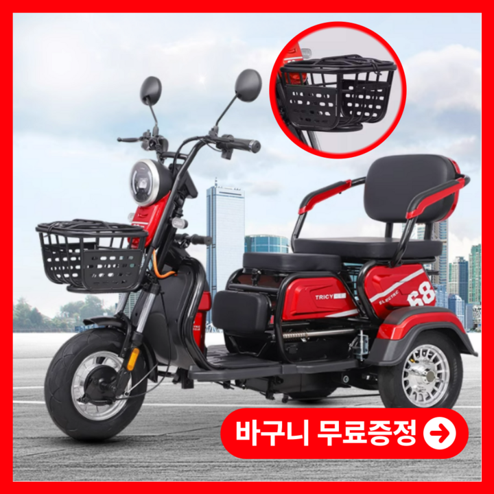 로드헤븐 고성능 삼륜오토바이 노인 전동차 세발 3륜 전동 전기 스쿠터 3발 바이크 자전거, 1개, 18번) 그레이 600W / 48V 20AH