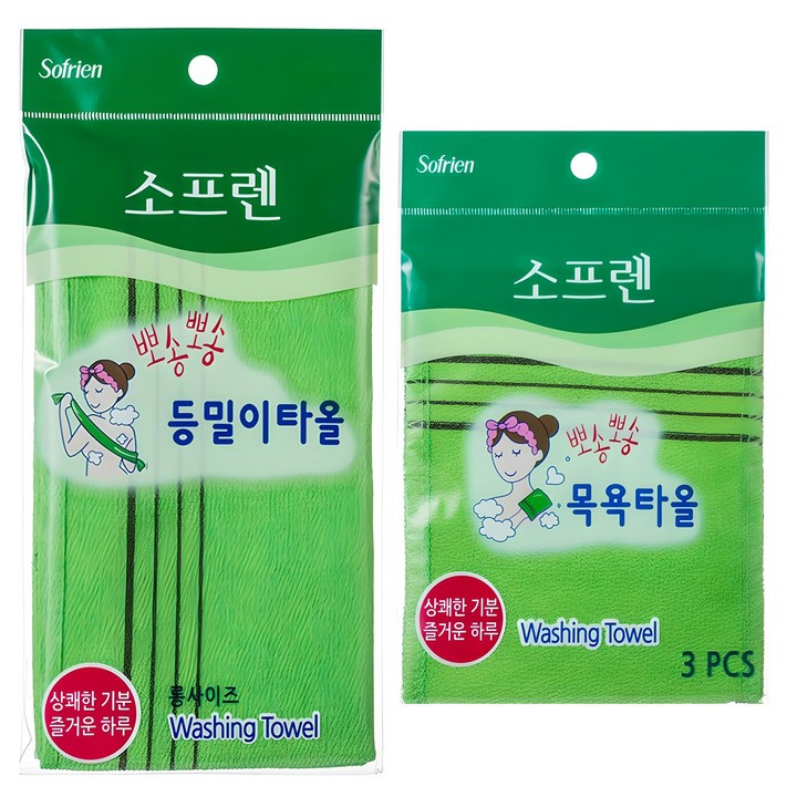소프렌 뽀송뽀송 등밀이타올 1p 목욕타올 3p