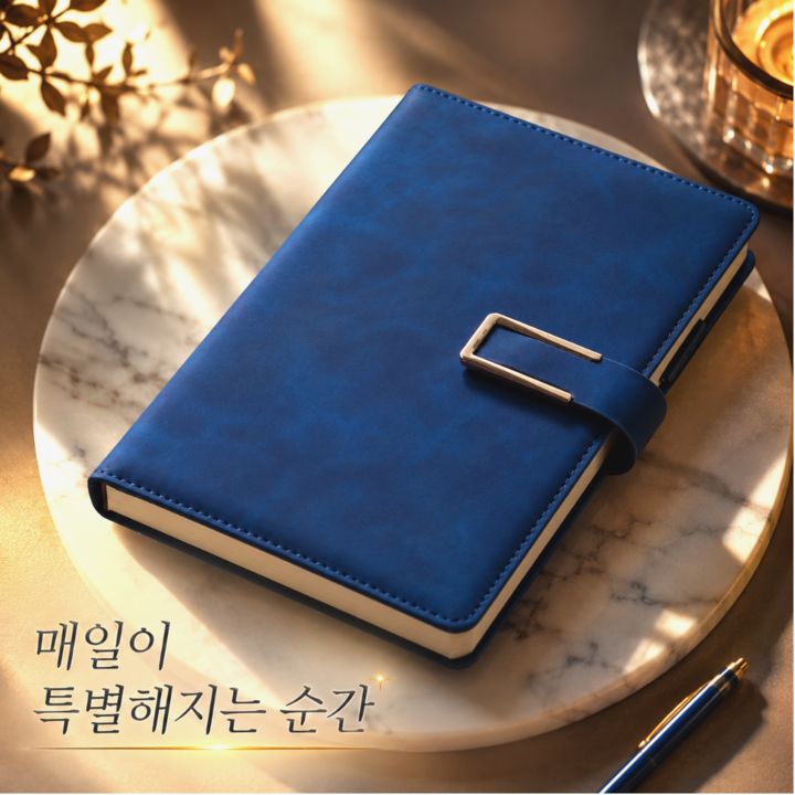 디오벨러 방수 고급 가죽 다이어리, 1개, 딥블루