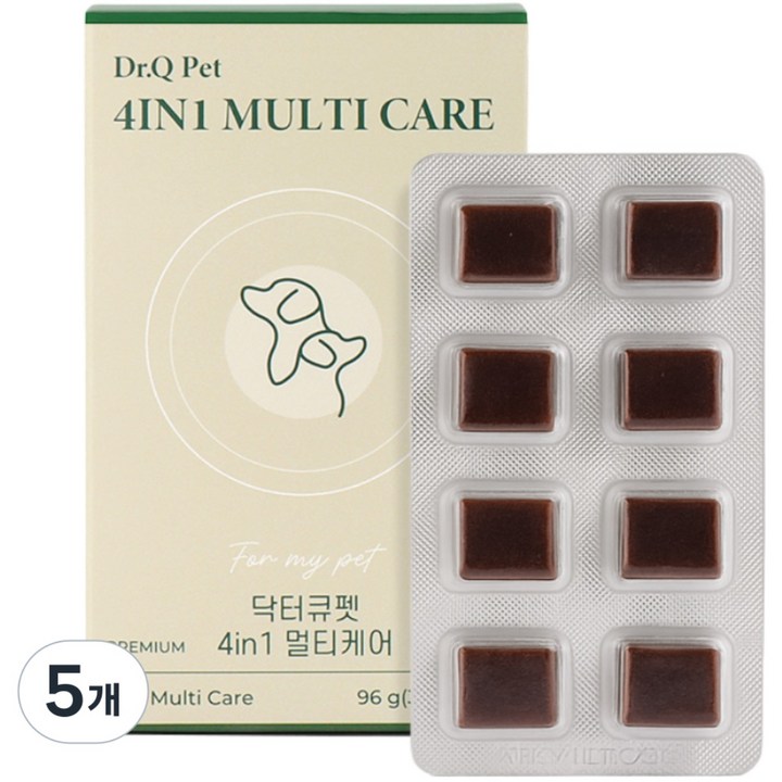 특허 유산균닥터큐펫 4IN1 멀티케어 강아지유산균 장 면역력 피부 구강, 32정, 장건강유산균, 5개