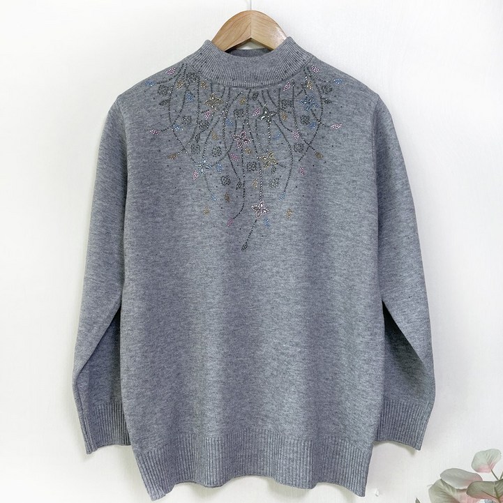 국민할매 엄마옷 할머니옷 나리꽃 반목 도톰한 스웨터 니트 티셔츠MMSR3 겨울 실내복