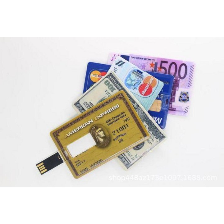 카드형 USB 메모리 64GB 미니 포켓 아맥스 신용카드 골드 블랙 이미지 달러 유로 파운드