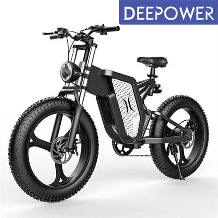 2022년 DEEPOWER 2000W 48V 25Ah 최신형 전기자전거 MTB 산악 자전거 20인치 팻바이크 7단 변속, 블랙 + 실버 20230319