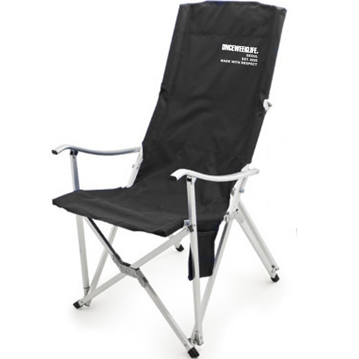 원스위크라이프 롱 릴렉스 캠핑의자 특대 실버프레임, 블랙, 1개