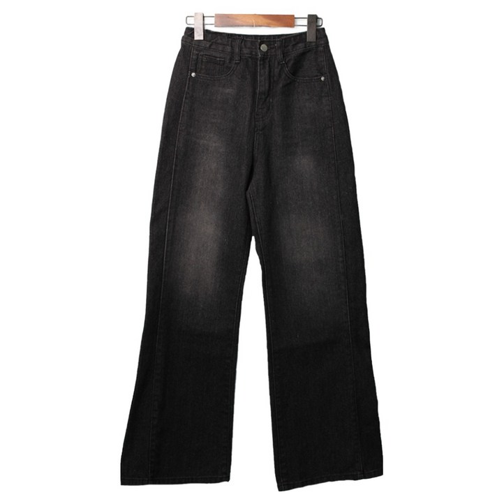 KNIT44 여성용 롱숏 기장 기본 와이드 데님 팬츠 PJ8001