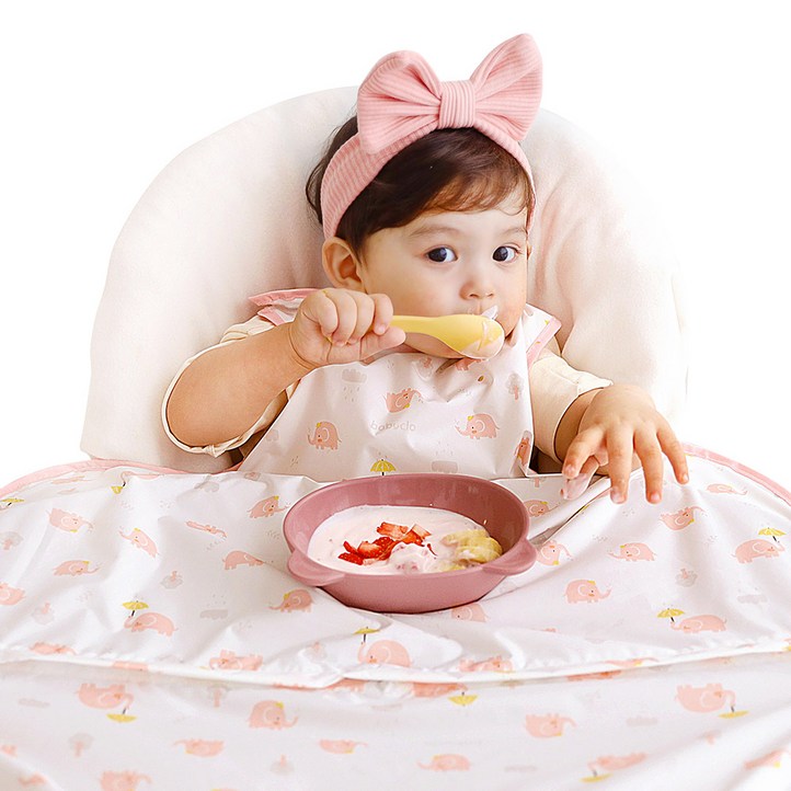 베이비클로 나시 지퍼형 이유식 턱받이, 코끼리핑크, 1개입, 1개