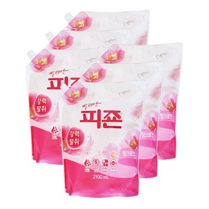 피죤 강력탈취 섬유유연제 핑크로즈 2100ml 6개 빨래 향기