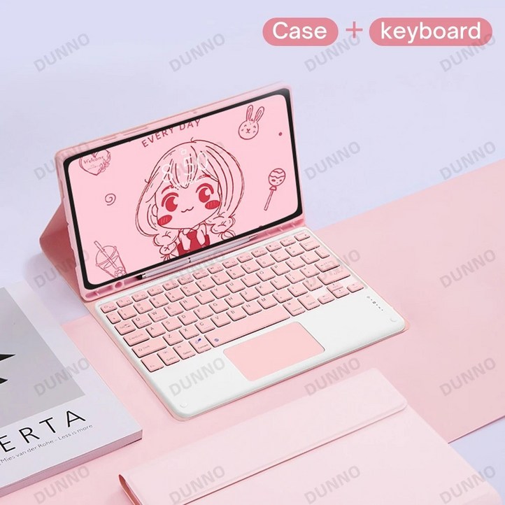 갤럭시탭 S6 lite A8 S7 S8 S9 FE 태블릿 케이스 키보드 겸용, Pink 3