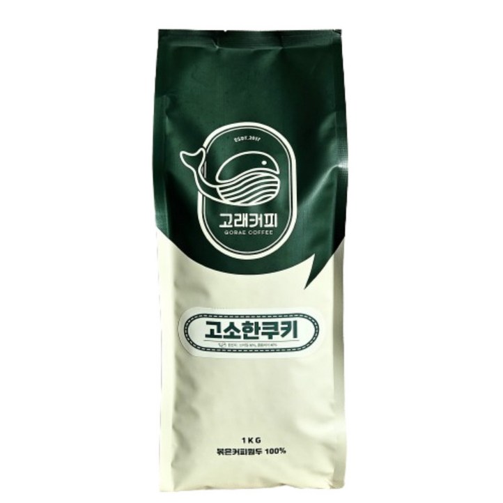 고래커피 고소한쿠키 원두 홀빈 1KG, 홀빈분쇄안함, 1kg, 4개 고래커피 고소한쿠키 원두 홀빈 1KG, 홀빈분쇄안함, 1kg, 4개