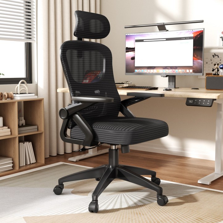 키루에 의자 컴퓨터의자 책상의자 사무용의자 학생 사무실의자 공부의자 사무실 회의실 독서실 사무용 컴퓨터 의자 푹신한 메쉬 의자, 블랙