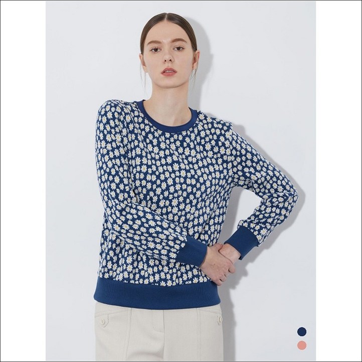 올리비아로렌  HC04 플라워 자카드 티셔츠 VOCAL4S1341