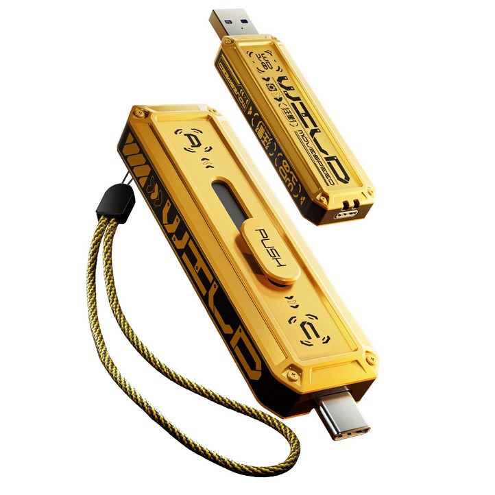 MOVESPEED WD10 1090MBs USB 3.2 Gen2 C타입 플래시 드라이브 듀얼 인터페이스 외장SSD, 금속 재질, 노란색, 1TB MOVESPEED WD10 1090MBs USB 3.2 Gen2 C타입 플래시 드라이브 듀얼 인터페이스 외장SSD, 금속 재질, 노란색, 1TB